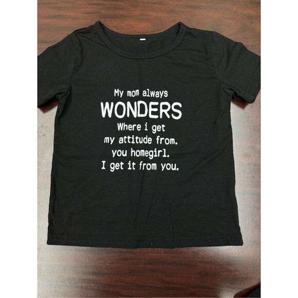 SHEIN Kids Black Short Sleeve Attitude Tee Shirt - Picture 1 of 6